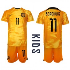 Nederland Steven Berghuis #11 Hjemmedraktsett Barn VM 2022 Kortermet (+ korte bukser)